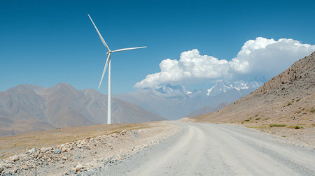 Wind turbine in Himalayas, Ladakh, Jammu and Kashmir, India