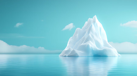 Iceberg floating in the ocean on blue sky background. 3d illustrationの写真素材