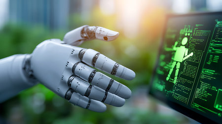 3d rendering artificial intelligence AI research of robot and cyborg development for future of...