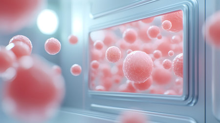 3d rendering of red blood cells in medical laboratory. Medical conceptの写真素材
