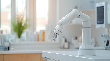 Robot arm in dental clinic. Dentistry and healthcare concept.の写真素材