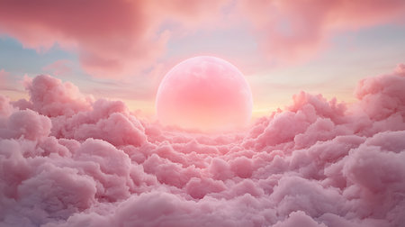 Sunset over the clouds. 3D rendering. Vintage style.の写真素材