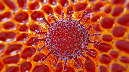 3d render of virus in blood cell. Coronavirus concept.の写真素材