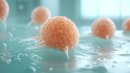 3d rendering of sperm cells in water with depth of field.