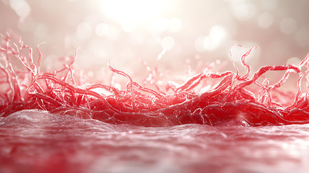 3d illustration of red blood cells flowing through a vein. Medical backgroundの写真素材