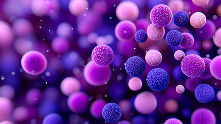 3d illustration of virus cells in color background. Bacteria and germsの写真素材