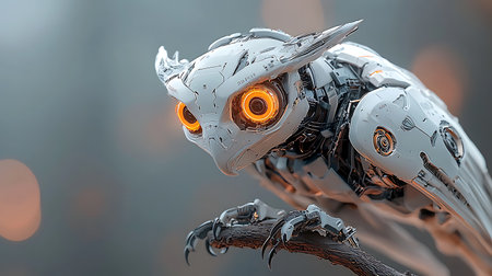 3D rendering of a fantasy alien creature with a bright orange eyeの写真素材