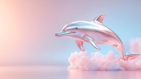Dolphin jumping out of the clouds. 3d illustration. 3d renderingの写真素材