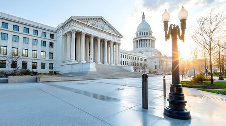 Capitol building in Washington DC at sunrise, United States of Americaの写真素材