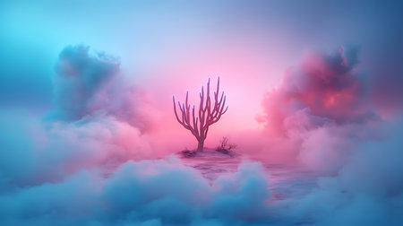 Fantasy alien planet. Mountain and clouds. 3D illustration.の写真素材