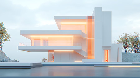 Modern house in the style of minimalism. 3D rendering.