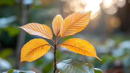 Autumn leaves in the sunlight. Shallow depth of field.
