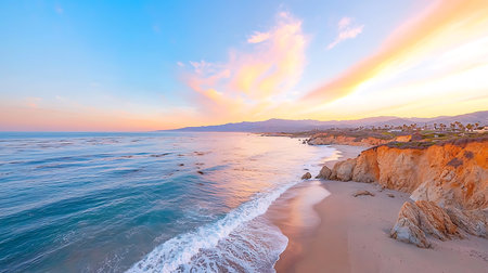 Sunset over the ocean in Laguna Beach, California, USAの写真素材