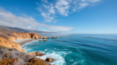 Panoramic view of Big Sur coastline, California, USA.の写真素材