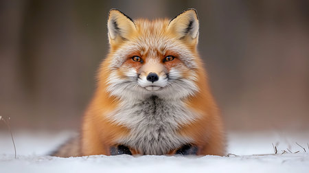 Red fox (Vulpes vulpes) in winter forest.