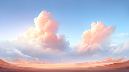 Landscape with clouds in the sky. 3d render illustration.の写真素材