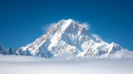 Mount Everest in Himalayas, Khumbu valley, Nepalの写真素材