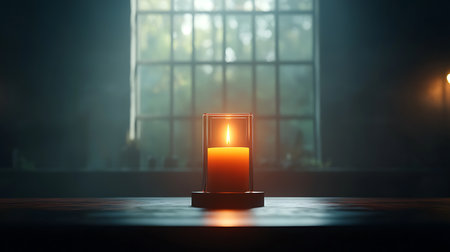 Candle in the dark room. 3d rendering. Computer digital drawing.の写真素材