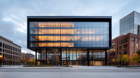 Exterior view of a modern office building in downtown Atlanta, Georgia.