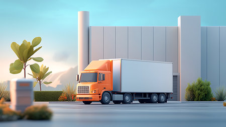 Truck on the road. Freight transportation. 3d renderingの写真素材