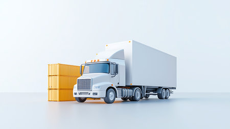 Truck with containers on the white background. 3d rendering.の写真素材