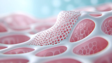 3d illustration of white background with pink and red blood cells.の写真素材