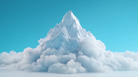 mountain in the clouds, 3d render, computer digital imageの写真素材