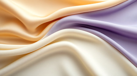 closeup of rippled silk fabric in white and violet colorsの写真素材