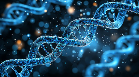 Digital illustration DNA structure in colour background with bokeh. 3D renderingの写真素材