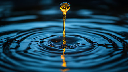 Falling drops of water. Splash effect after collision a falling drops with water Surfaceの写真素材