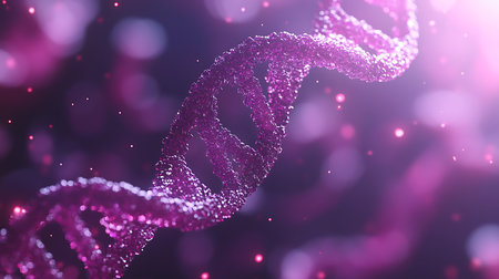 DNA helix. 3d render DNA helix with bokehの写真素材