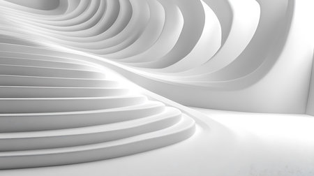 Abstract architecture background. White empty interior. 3d render illustration with copy spaceの写真素材