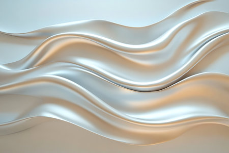 3d render of abstract wavy fabric background. Smooth elegant white silk or satin texture can use as wedding background.の写真素材