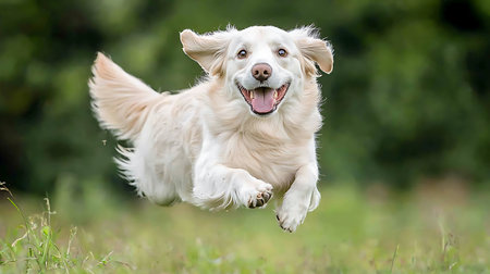 Healthy purebred dog photographed outdoors in the nature on a sunny day.の写真素材