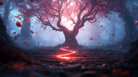 Mystical dark forest with fog. 3D Renderingの写真素材