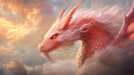 Fantasy dragon in the clouds. 3D illustration. Fantasy.の写真素材