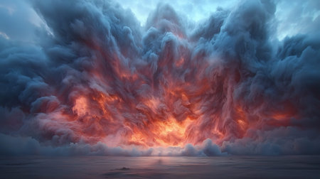 Dramatic cloudscape over the sea. 3d render illustration
