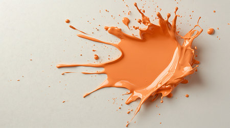 Orange paint splashing on white background, 3d rendering. Computer digital drawing.の写真素材