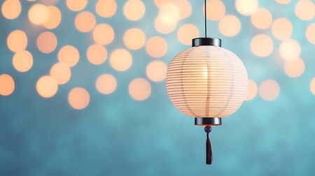 Chinese paper lantern on bokeh background. New Year concept.