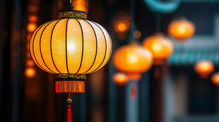 Beautiful Chinese lanterns in the old town of Hoi An, Vietnamの写真素材