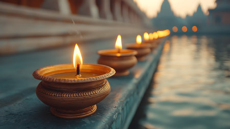 Candle light in the templeの写真素材