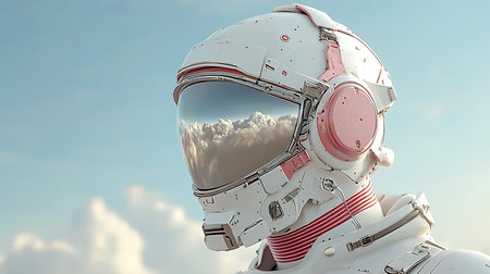 Astronaut in spacesuit against the sky. 3d rendering.