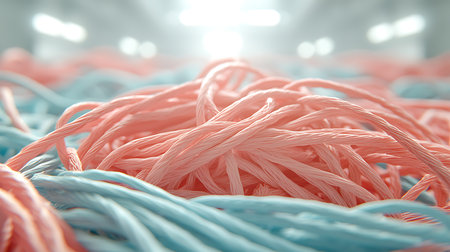 Cotton yarn for embroidery, close-up macro photoの写真素材
