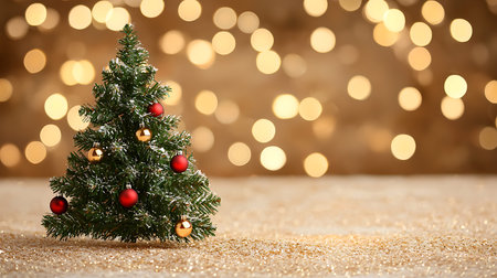 Christmas tree on bokeh background. Christmas and New Year conceptの写真素材