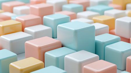 3d render of abstract background with cubes in blue and pink colorsの写真素材