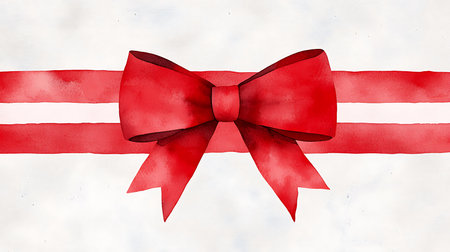 Watercolor red bow on a white background. Watercolor illustration.の写真素材