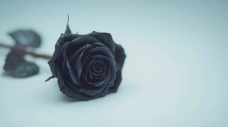 Black rose on white background with copy space, valentine conceptの写真素材