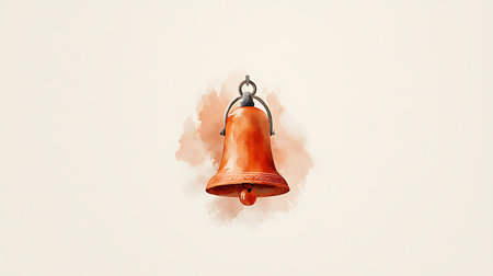 Hand drawn watercolor illustration of a bell on a background.の写真素材