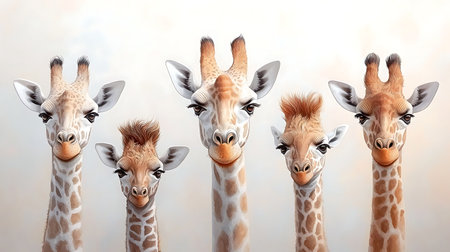 Group of giraffes on white background. 3D rendering.の写真素材
