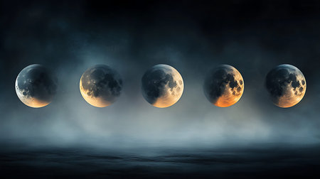 Mystical night sky with full moon. 3D rendering.